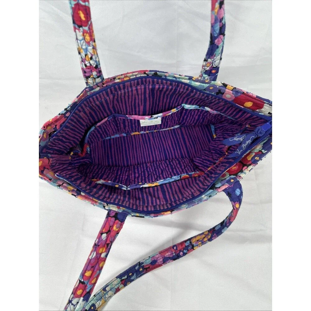 Vera Bradley Quilted Floral Rectangle Tote Impressionista Pink Blue Medium Size